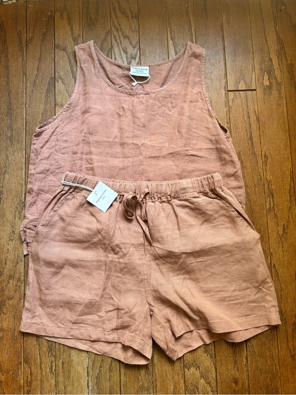 Parachute linen pj top shorts set size extra large clay NWT